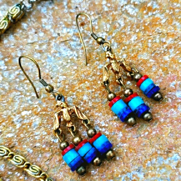 Vtg Egyptian Revival Pharoah Phoenix Necklace Set - Picture 6 of 13